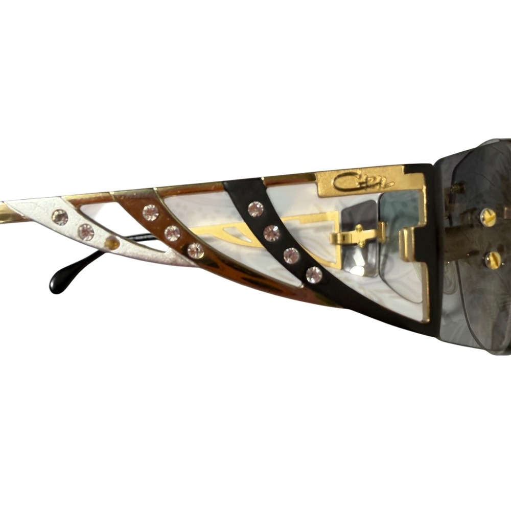 Cazal Mod 926 Rimless Sunglasses Gold Gray Lens Rhinestone Germany Designer - Picture 9 of 12